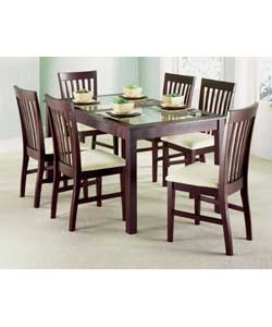 Kyoto Dark Wood Table and 6 Chairs