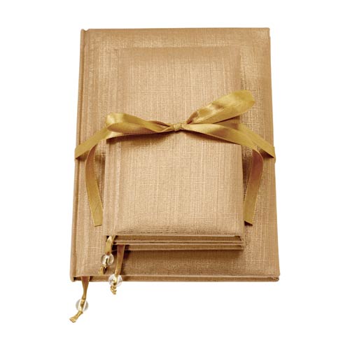 This pretty set of notebooks are the ultimate in scribbling splendour! Colour: Champagne gold. Size:
