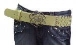 Ladies fashion belt.  Features: Height approx 5cm. Large silver buckle in shape of flower