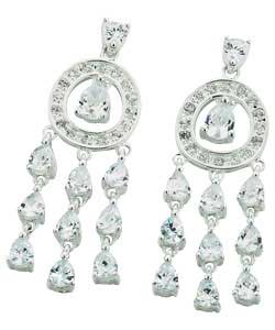 Ladies Ice Sterling Silver Chandelier Earrings