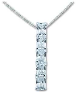 Ladies Ice Sterling Silver Cubic Zirconia Drop Pendant