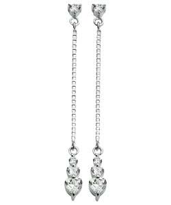 Unbranded Ladies Ice Sterling Silver Cubic Zirconia Heart Earrings