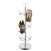 A new spin on shoe storage. This chromed steel carousel gives easy access to 18 pairs and sits