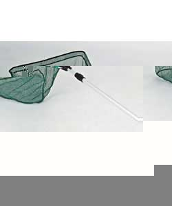 Aluminium tube handle and polyester net. Size of net 52 x 52cm. Length extends from 83 to 146cm.