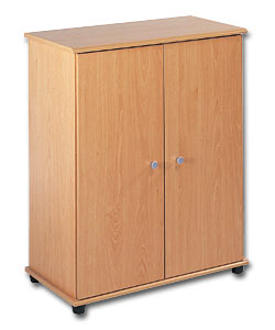 Large Beech Effect Storage Cupboard