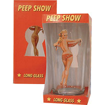 Saucy peep show girl image. Packaged in a sturdy card box. Box size: 160 x 80 x 80mm.
