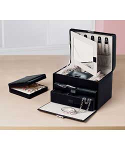 Jewellery Box with chain section inside lid and mini travel jewellery box.Size (H)18.5, (W)24, (D)18