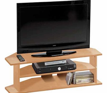 This corner TV unit is finished in modern beech effect. A brilliant way to display your home entertainment system. with space for a TV. set top boxes as well as CDs or DVDs. Collect in store today. Size H38. W90. D40cm. Weight 11.2kg. 1 shelf. Suitab