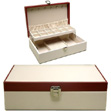 Large Cream and Burgundy Jewellery Box