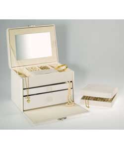 Jewellery Box with chain section in lid and mini travel jewellery box.Size (H)18.5, (W)24, (D)18.5cm