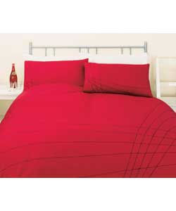 Laser Double Embroidered Duvet Cover Set - Red