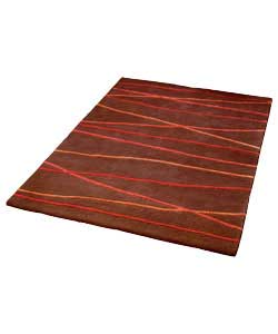 Laser Wool Rug - Chocolate and Red
