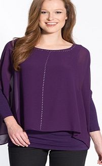 Unbranded Layered Look Dual-Fabric Round Neck Blouse