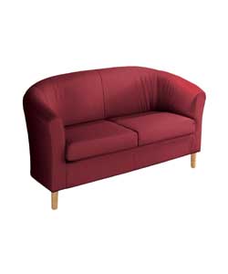 Leather 2 Seater Tub Sofa - Red