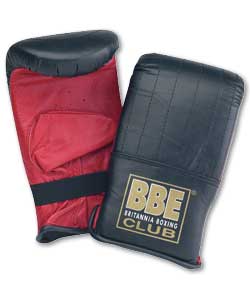BBE leather bag mitt.Foam filled for greater shock absorbency.Incorporating elasticated wrist