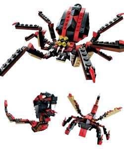 Scared of spiders? Build this realistic and fierce spider with 8 long legs, scary fangs and fat tors
