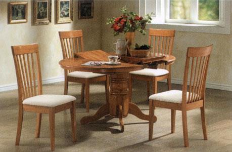 Table Dimensions 42"with an18" Butterfly Extensionplusfour upholstered chairs