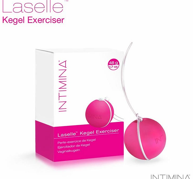 Intimina Laselle Kegel Exerciser. Strengthen your pelvic floor during normal daily activities. Kinetic vibrations help prompt your muscles to contract. Available in 3 varying weights to progress your pelvic strength. Made from smooth silicone.