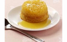 A butter-enriched sponge pudding topped with a tangy lemon sauce.