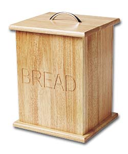 Chrome and Solid Wood Lift Top Bread Box