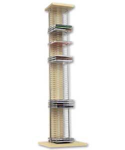 Unbranded Light Beech Finish and Chrome CD Tower