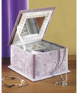 Lilac jewel box with butterfly embroidery and sequ