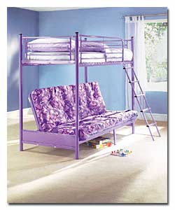 Lilac Metal Bunk Bed with Camo Lilac Mattress