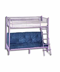 Lilac Metal Bunk Bed with Denim Mattress