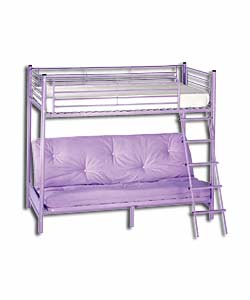 Lilac Metal Bunk Bed with Plain Lilac Mattress