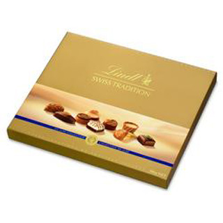 Complete your gift with one of our delightful selection of Lindt Swiss Tradition chocolates 205g