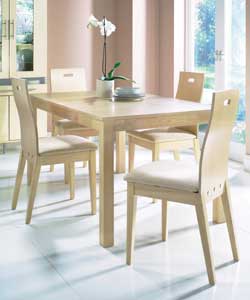 Beech veneer table top and rubberwood legs. Chair