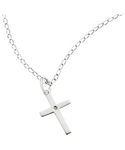 Unbranded Little Sparkles Sterling Silver Diamond Set Cross Pendant