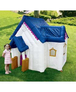 Inflatable house comes with working inflatable door and a secret door built into the fireplace, a