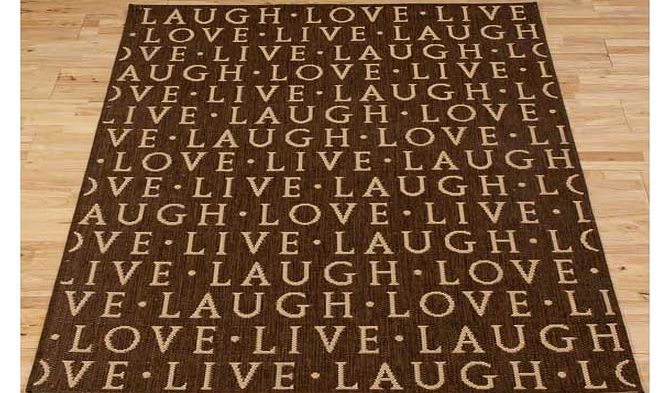 Unbranded Live Laugh Love Rug - 160 x 120cm - Chocolate