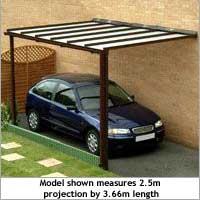 Living Space Carport/Canopy Brown Frame with Opal Glazing (Projection)3m x (Length)3.66m