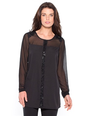 Unbranded Long-Sleeved Beaded Voile Blouse
