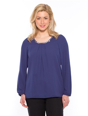 Unbranded Long-Sleeved Jewelled Neck Blouse