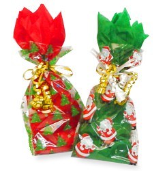 Loot bag - Santa pattern - cellophane with tie- bag of 20
