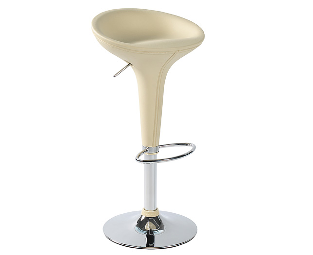 Unbranded Low Back Bonded Leather Bar Stool - Cream