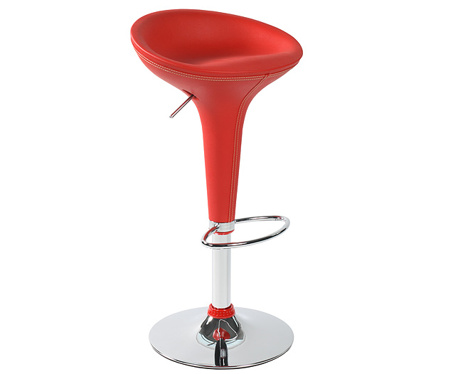 Unbranded Low Back Bonded Leather Bar Stool Red
