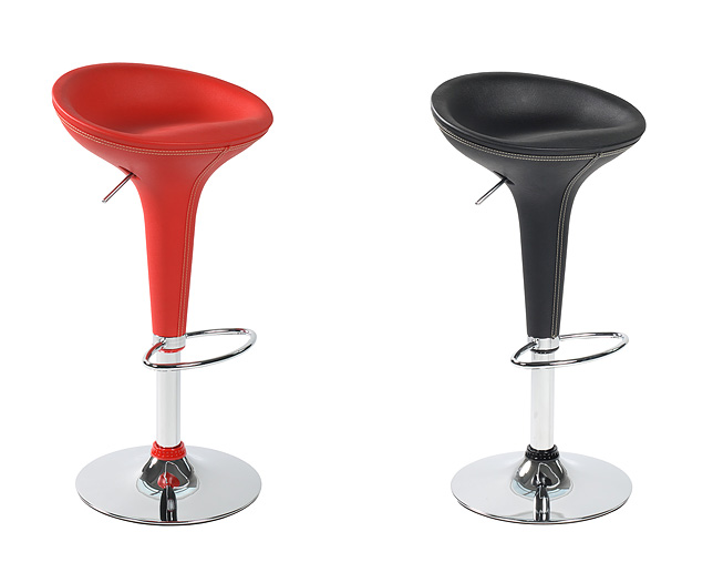 Unbranded Low Back Leather Bar Stool x 2 - Black and Red Save andpound;10