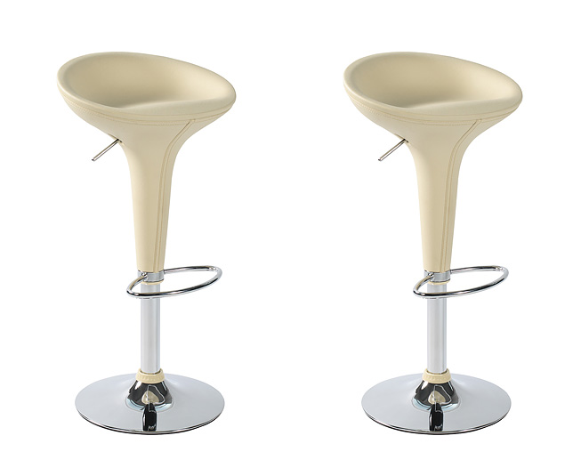 Unbranded Low Back Leather Bar Stool x 2 - Cream and Cream Save andpound;10