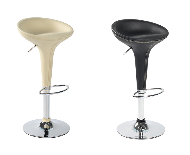 Unbranded Low Back Leather Bar Stool x 2 Black and Cream