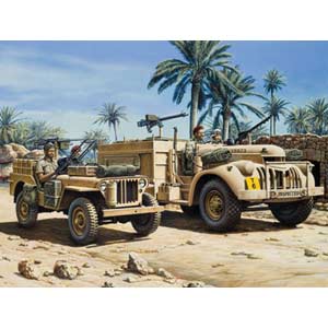 Unbranded LRDG. 30cwt Chevrolet and Jeep plastic kit 1:76
