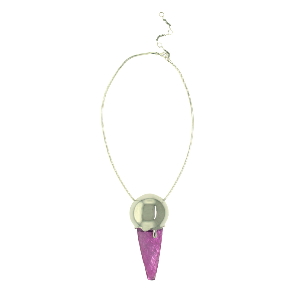 Unbranded Lucite Icecream Necklace - Fuchsia