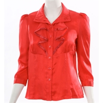 Unbranded Lulu And Red Red Silk Ruffle Blouse