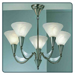 Italian satin nickel 3 head semi flush fitting with chrome highlights and alabaster effect glass