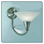 Single Italian satin nickel wall light with chrome highlights and alabaster effect glass