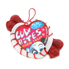 Luv Bites chew treats are totally edible dog treats. They consist of a 100 rawhide heart over sewn i