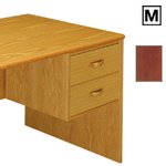 (M) Scandinavian Real Wood Veneer 2 Drawer Fixed Desk Pedestal-Mahogany